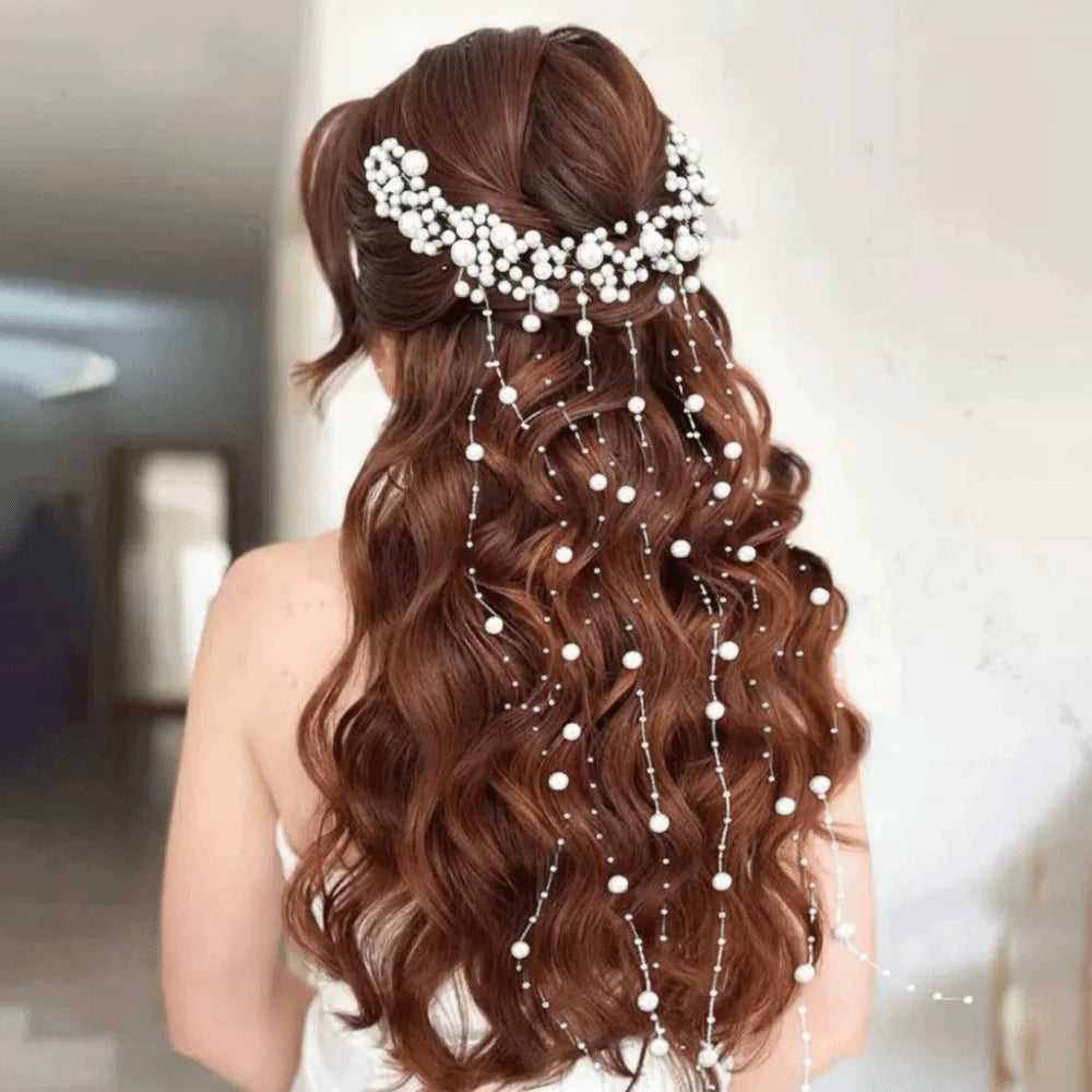 Elegant Bridal Pearl Hair Comb with Tassel & Bead Accents Bridal Hair Comb Nixie