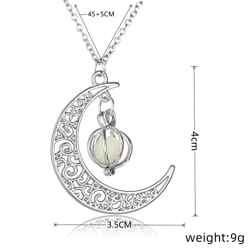 Silver-Tone Moon & Pumpkin Pendant Necklace | Light Luxury Style Pendant Necklace Nixie