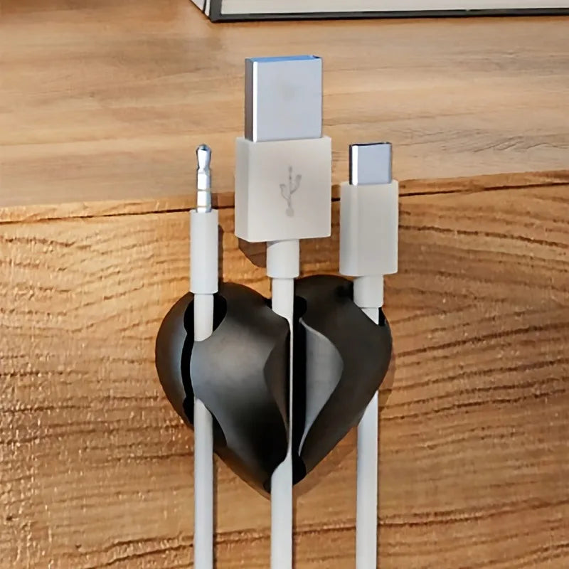 2PCS Heart-Shaped Self-Adhesive Cable Organizer – 3-Hole Cable Organizer Nixie