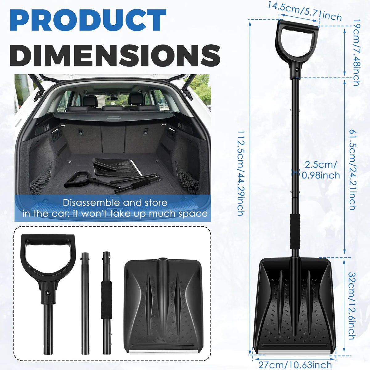 Detachable Snow Shovel – Portable Stainless Steel Car & Camp Tool Snow Removal Shovel Nixie