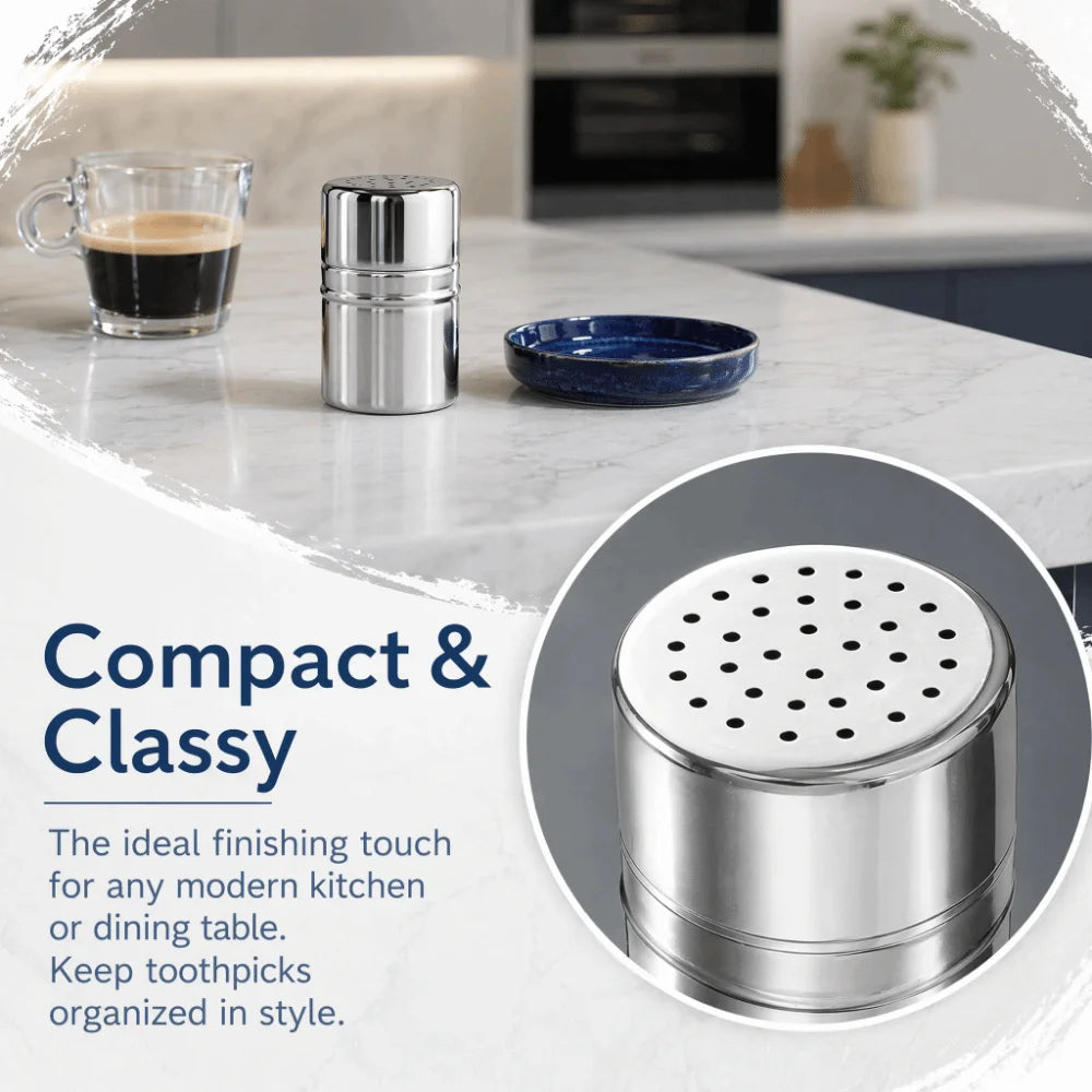 2PCS Stainless Steel Toothpick Holder – Rotating Perforated Lid Toothpick Holder Nixie