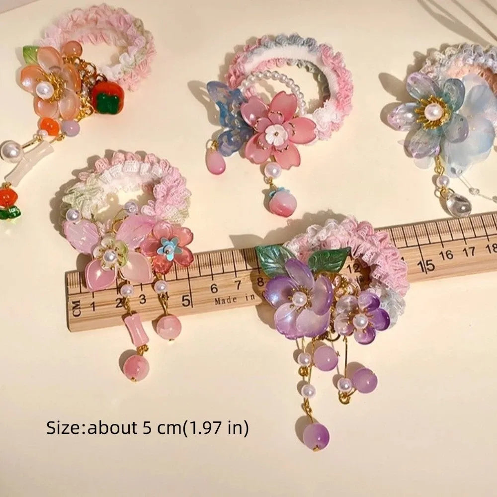 Chinese Style Flower Hair Tie Elastic Bun Rope Girls' Hair Accessory Girls Hair Tie Nixie