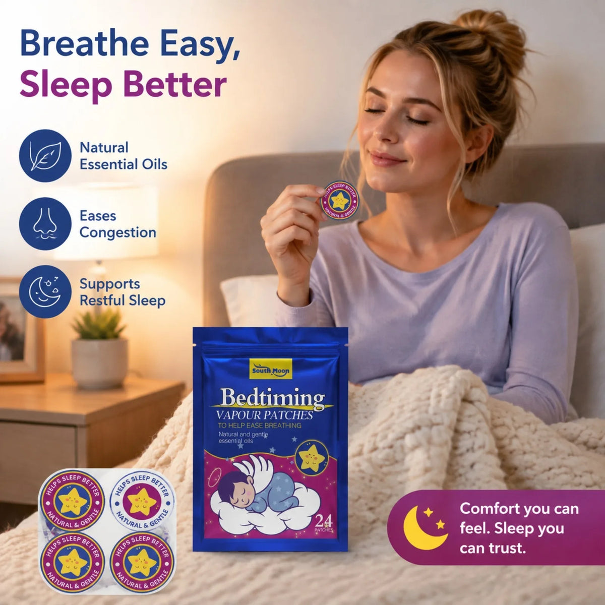 Nighttime Relaxation Patches – Essential Oil Sleep Stickers 24ct Sleep Relaxation Patches Nixie