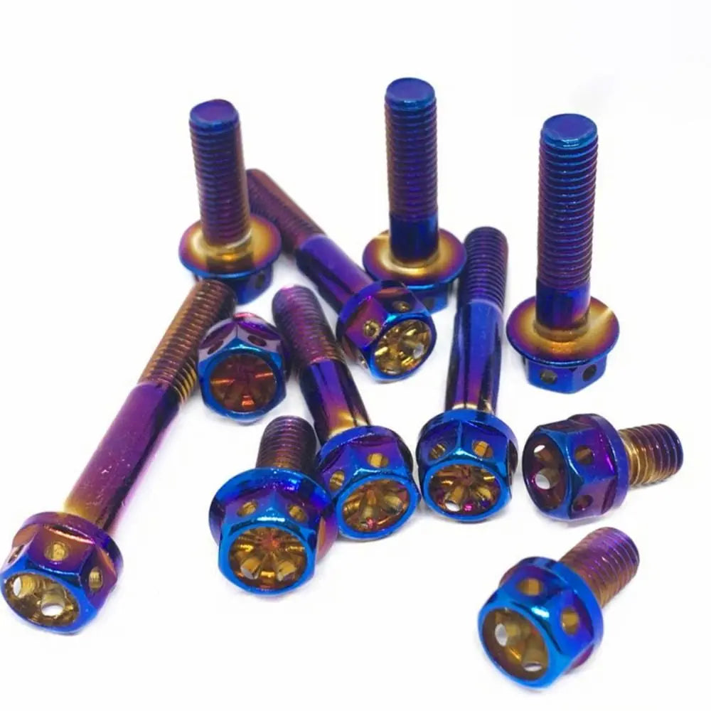 M6 Titanium Hex Flange Bolt Blue Drilled Head – 10 Lengths Titanium Hex Bolt Nixie