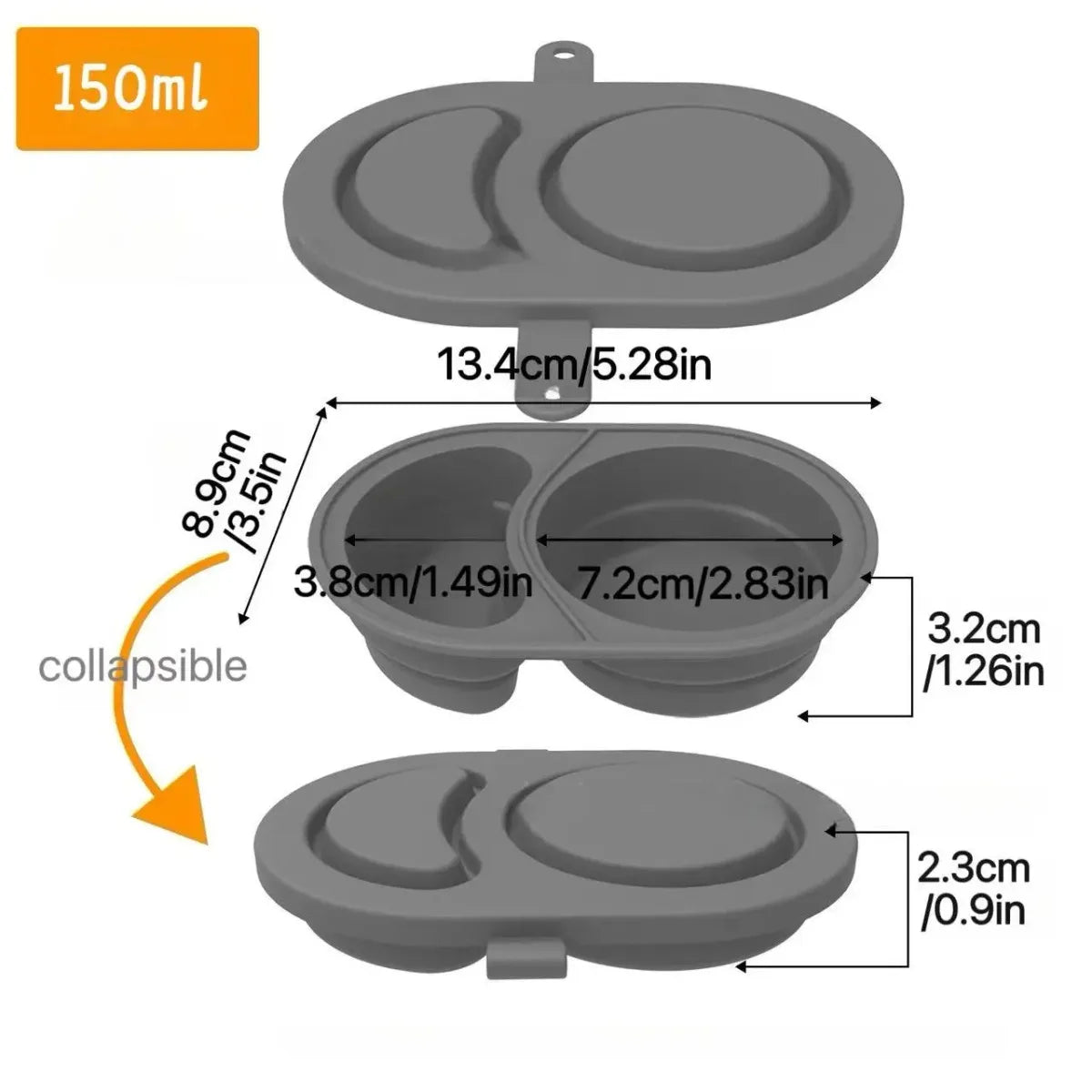 Silicone Dual Compartment Snack Box – Reusable Leakproof Lunch Container