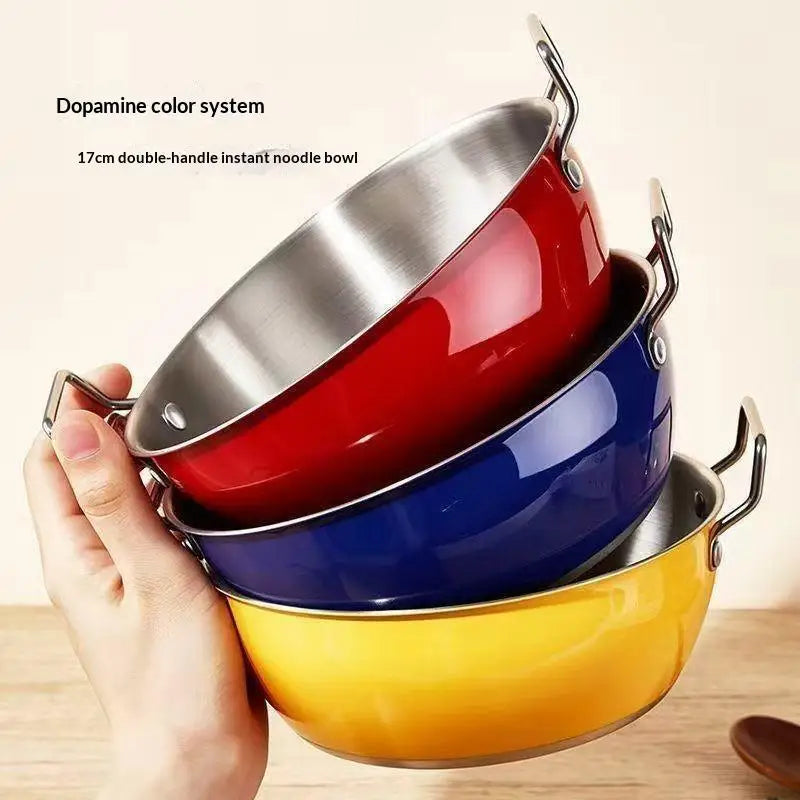 Stainless Steel Dual Handle Bowl | Colored 17cm Serving Bowl