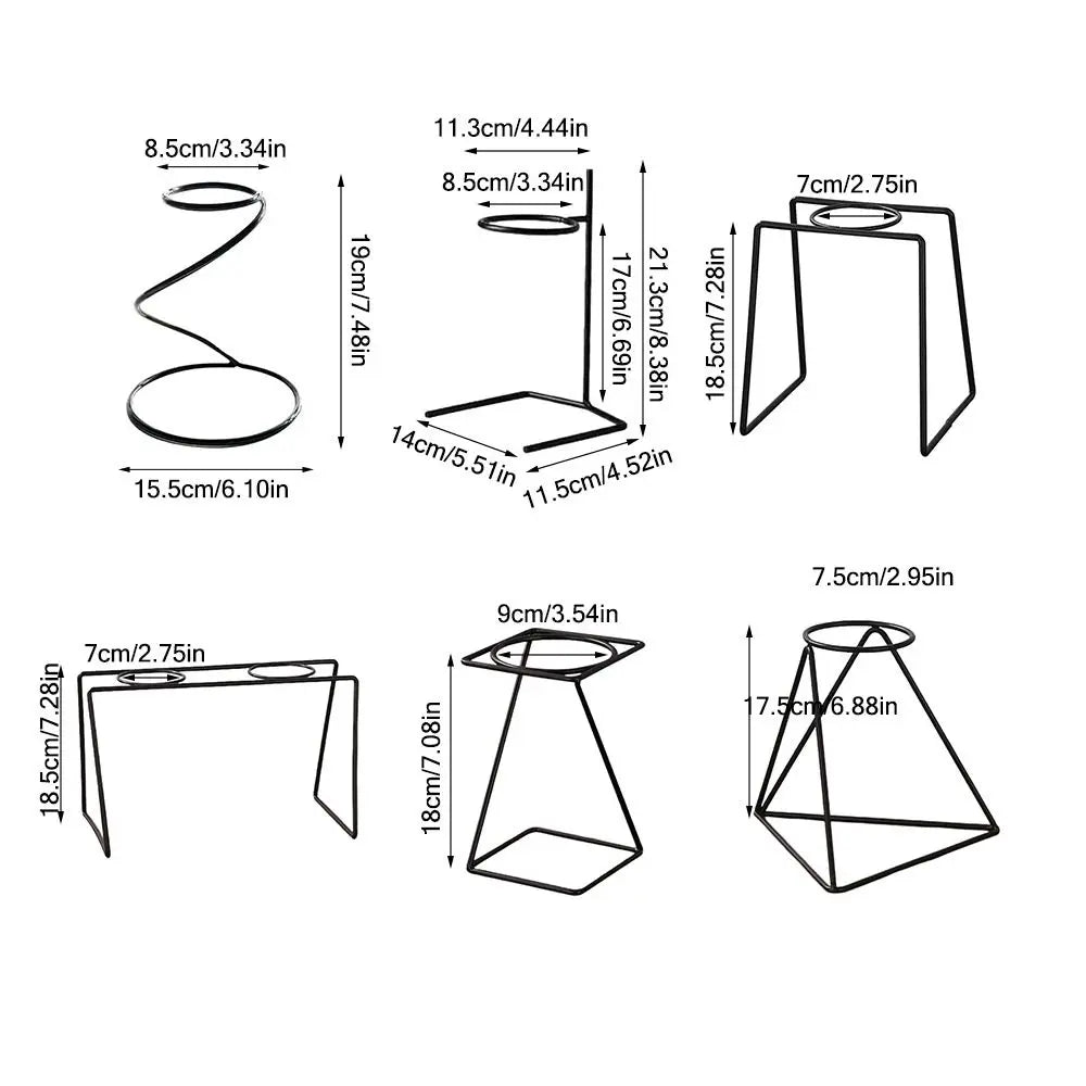 Black Iron Pour-Over Coffee Filter Dripper Stand & Rack