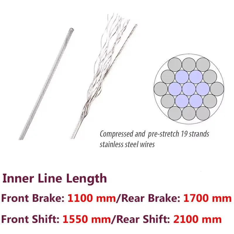 Stainless Steel MTB Bike Brake & Shift Inner Cable 2100mm Bike Brake Cable Nixie