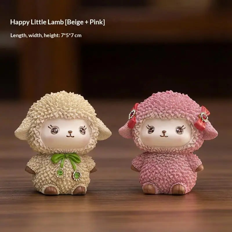 Cute Sheep Figurine Hand-Painted Resin Decor & Coin Bank Resin Figurine Nixie A3