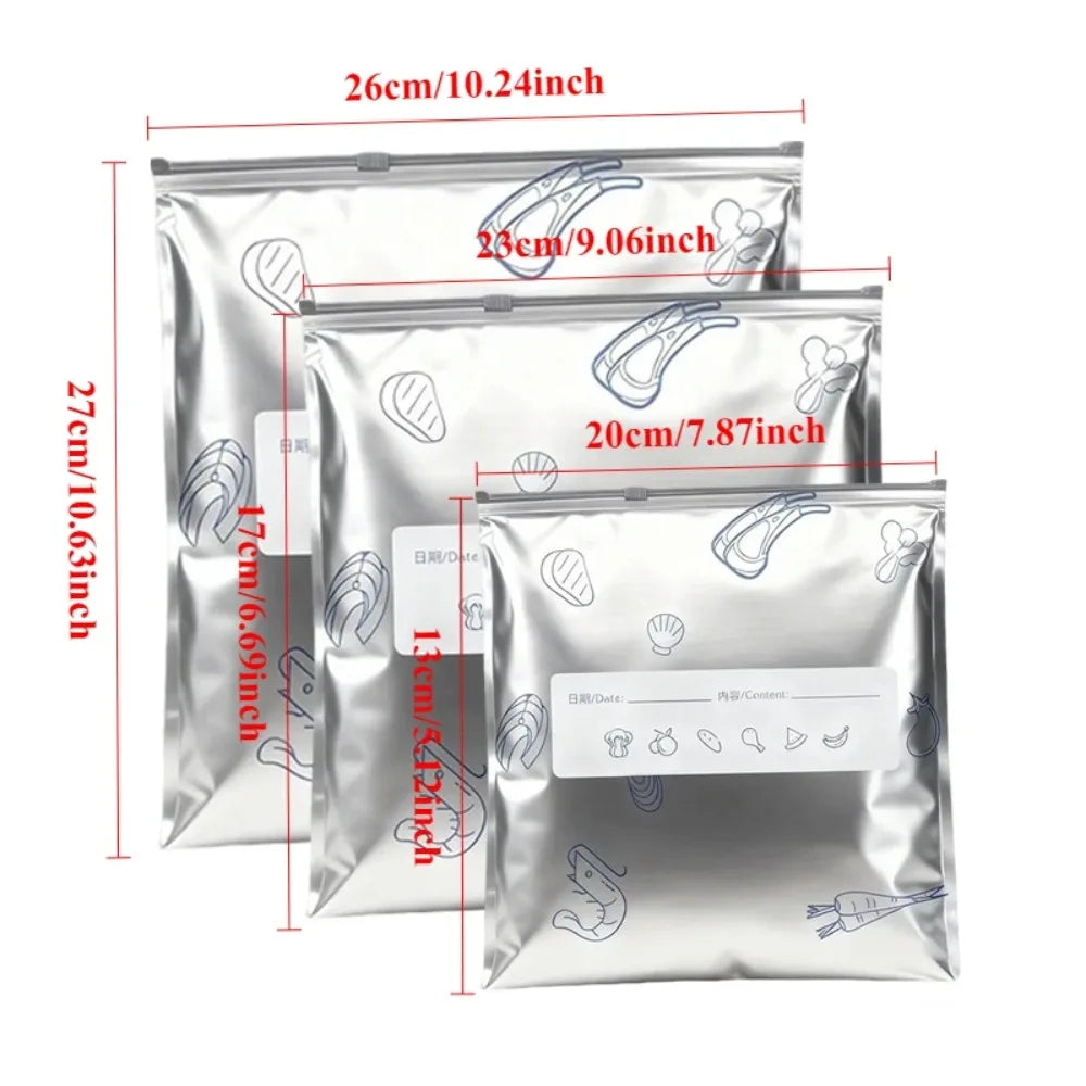 35Pcs Aluminum Foil Resealable Zipper Bags – Freezer & Air Fryer Food Storage Bags Nixie