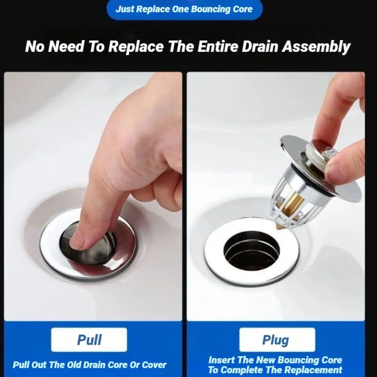 Universal Push Pop-Up Drain Stopper with Hair Catcher Drain Stopper Nixie