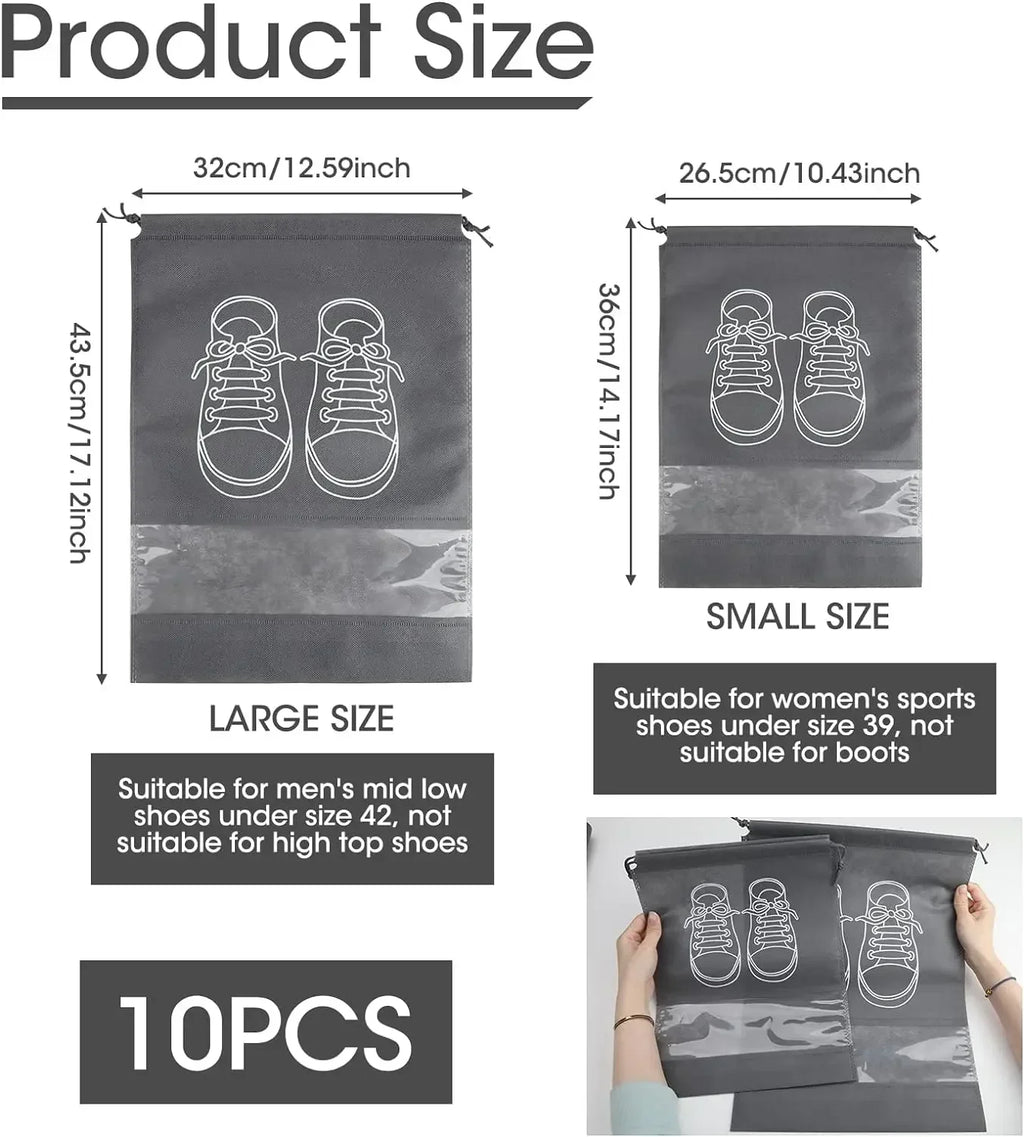 10PCS Non-Woven Drawstring Shoe Bags – Travel & Storage Shoe Storage Bags Nixie