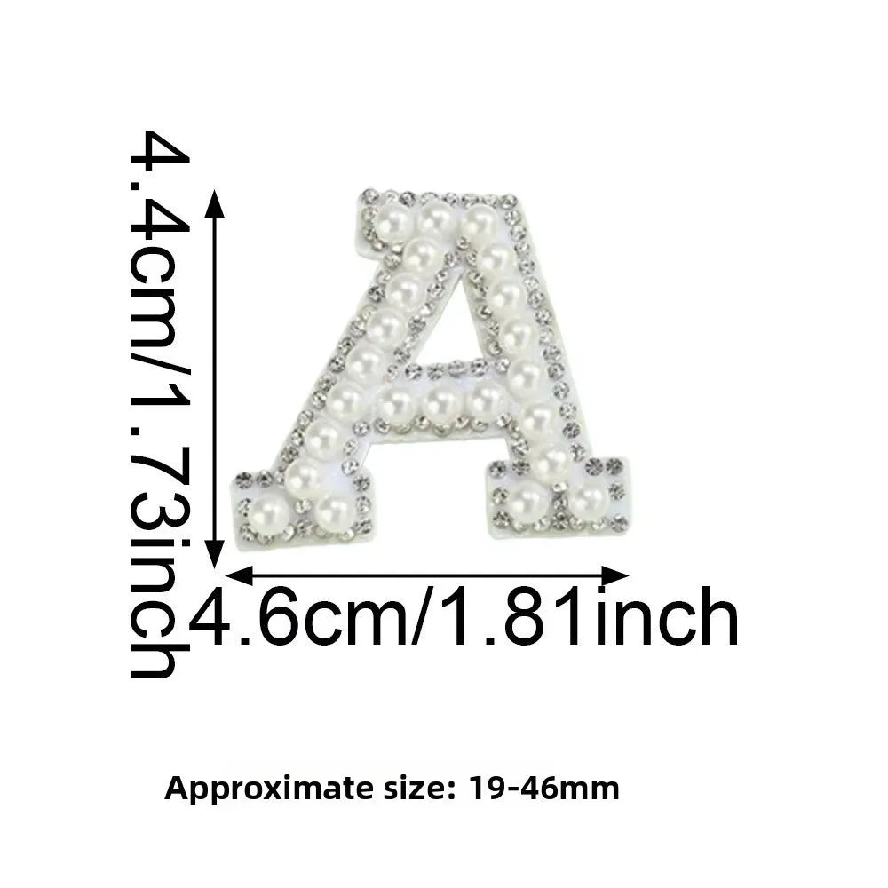 Pearl Rhinestone Letter Patches – Adhesive Non-Woven Appliqué Craft Letter Patches Nixie