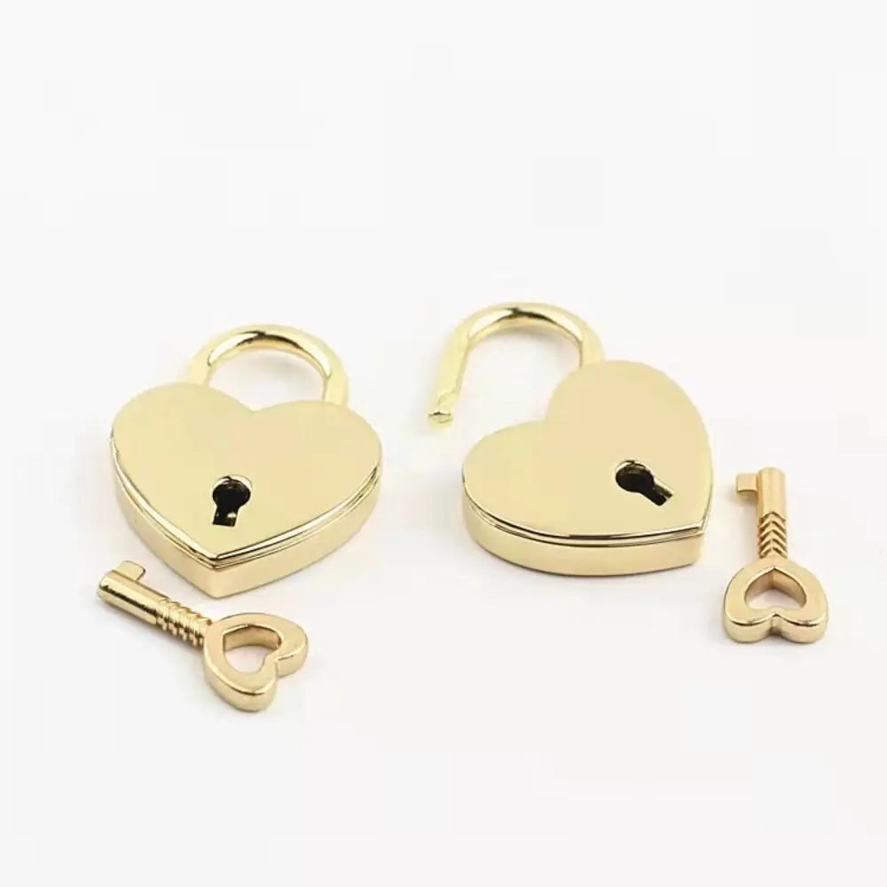 Vintage Heart Shape Mini Padlock – Antique Style Jewelry Box Lock Decorative Mini Padlock Nixie Lightgold