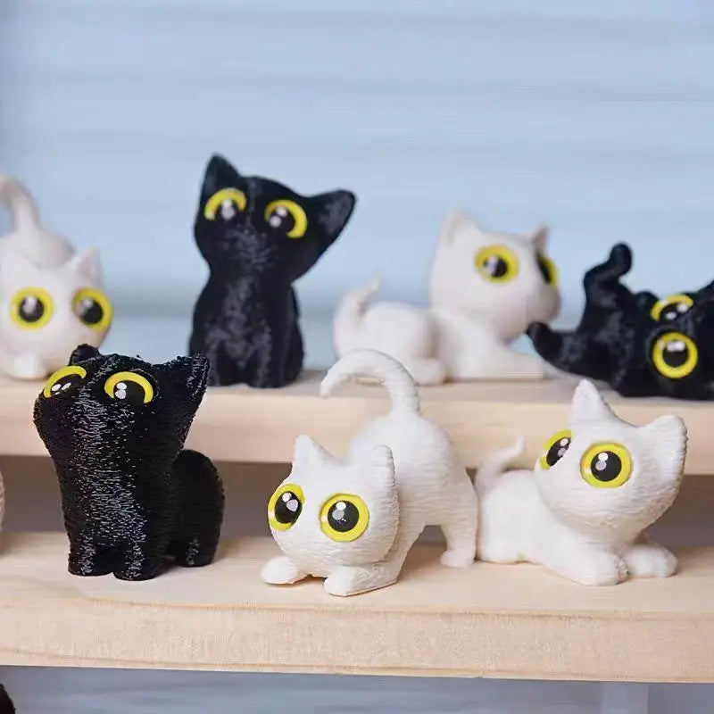 3D Printed Mini Black Cat Figurines Set of 5 – Home Décor Statues Decorative Figurines Nixie
