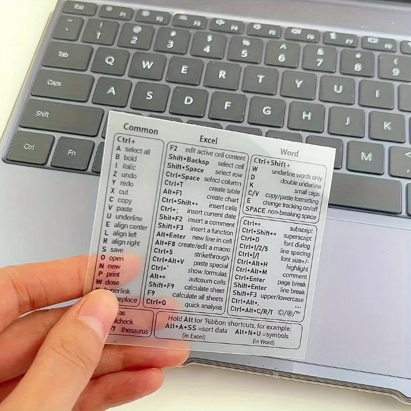 Transparent PET Keyboard Cover – Excel, Word & Windows Shortcuts Keyboard Cover Nixie
