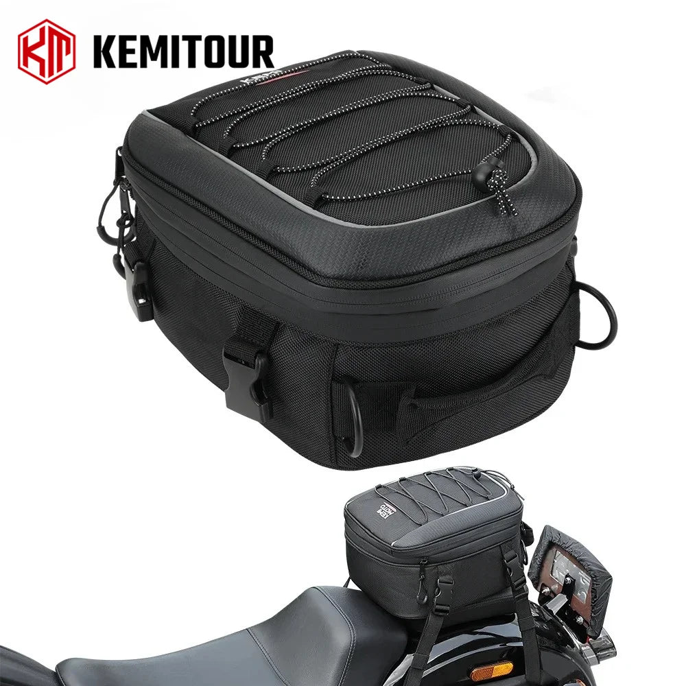 KEMITOUR Expandable Motorcycle Tail Bag 7-12L Rear Seat Luggage Motorcycle Tail Bag Nixie