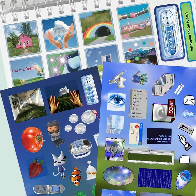 Y2K Dreamcore Retro Stickers for Scrapbooking – 4/16 Pack Decorative Sticker Sheets Nixie