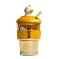 Happy Duck Glass Straw Cup 350ml – Tea Infuser with Lid Glass Straw Cup Nixie 9x17.5cm