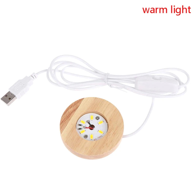 Wooden LED Light Display Base for Crystal Ball & Night Lamp