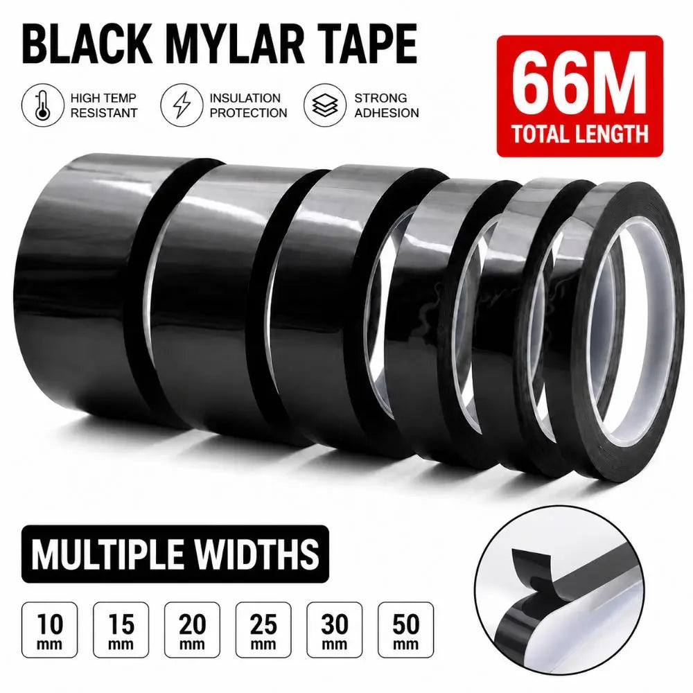 Black Marking Tape 66M Roll – 3/5/8/10mm No-Residue Coding Marking Tape Nixie