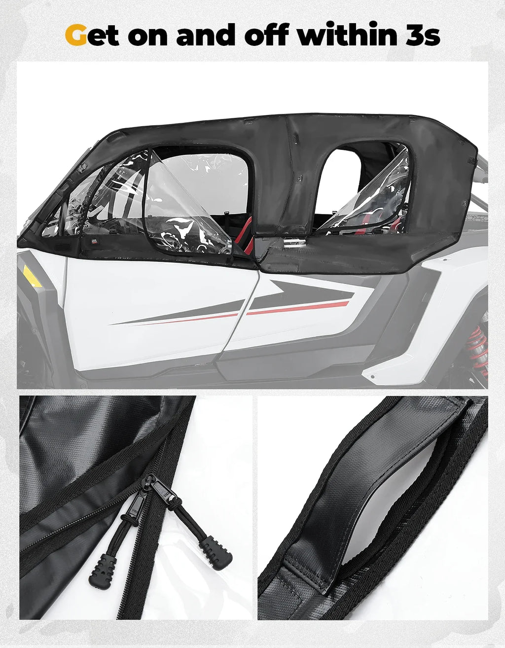 KEMIMOTO Soft Cab Enclosure Kit – Polaris RZR XP 4 1000 2024+ UTV Cab Enclosure Kit Nixie