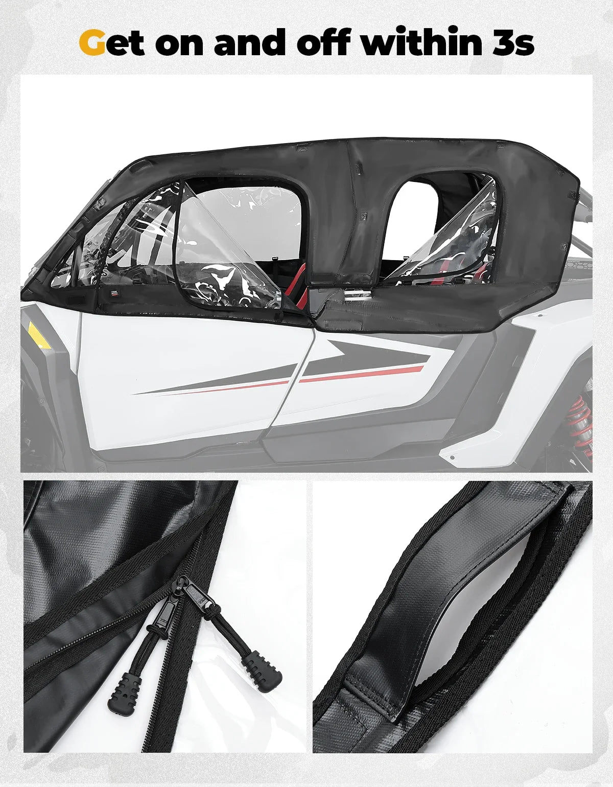 KEMIMOTO Soft Cab Enclosure Kit – Polaris RZR XP 4 1000 2024+ UTV Cab Enclosure Kit Nixie