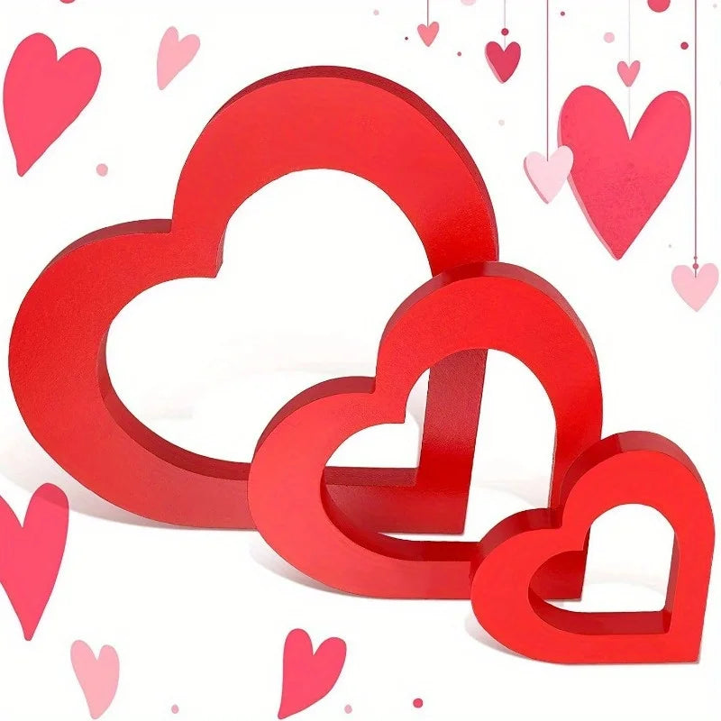 3Pcs White Heart Shaped PVC Decorations – Minimalist Décor Home Decoration Set Nixie Red