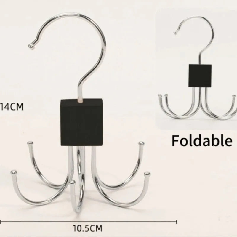 360° Rotating Hook Rack Organizer for Scarves, Belts & Ties