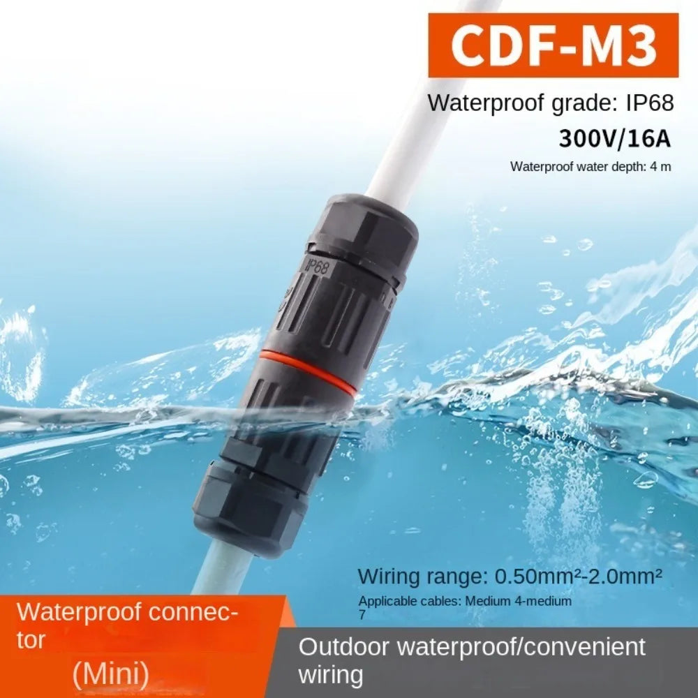 CDF-M3 IP68 Waterproof Cable Connector 2-3 Core Outdoor Waterproof Cable Connector Nixie