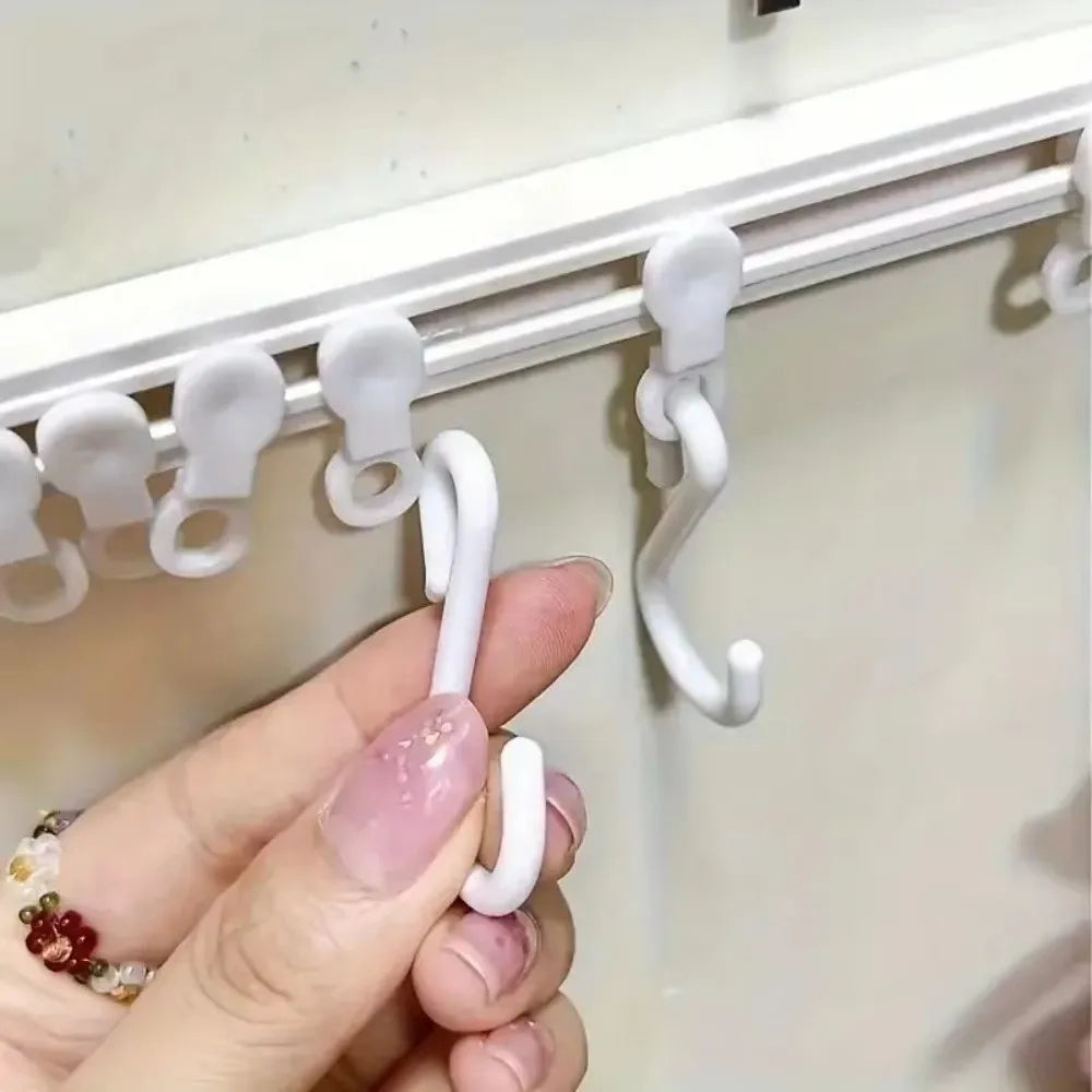 No-Drill Adhesive Sliding Hook Rail Cabinet Organizer
