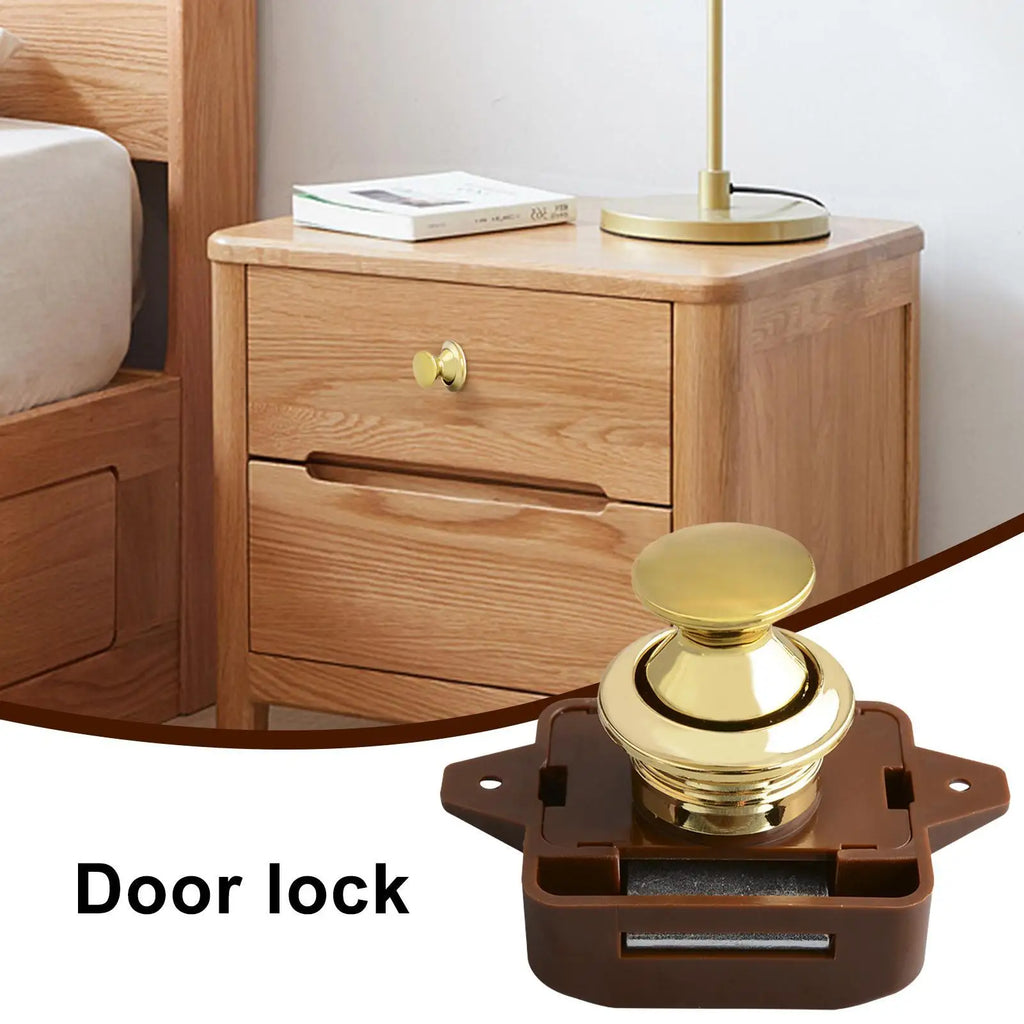 RV Push Button Cabinet Latch – Metal Lock for Camper & Boat