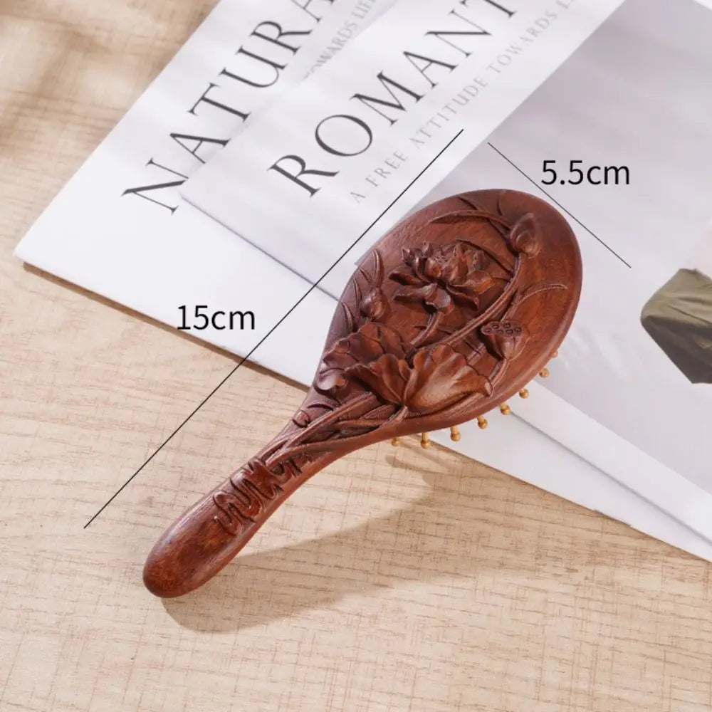 Sandalwood Air Cushion Hair Comb | Hand Carved Wood Brush