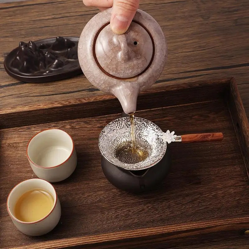 Wooden Handle Alloy Tea Strainer – Fine Mesh Loose Leaf Sieve Tea Strainer Nixie