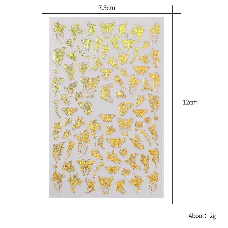 3D Butterfly Holographic Nail Art Stickers – DIY Foil Decals Nail Art Stickers Nixie