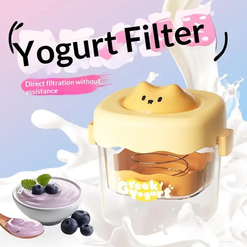 BPA-Free Greek Yogurt Maker | Cute Cat Design Strainer Jar