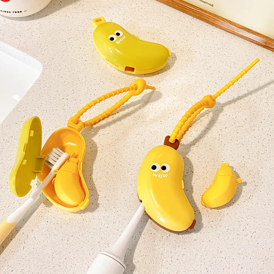 2-in-1 Banana Toothbrush Holder Dustproof Travel Case Toothbrush Travel Case Nixie