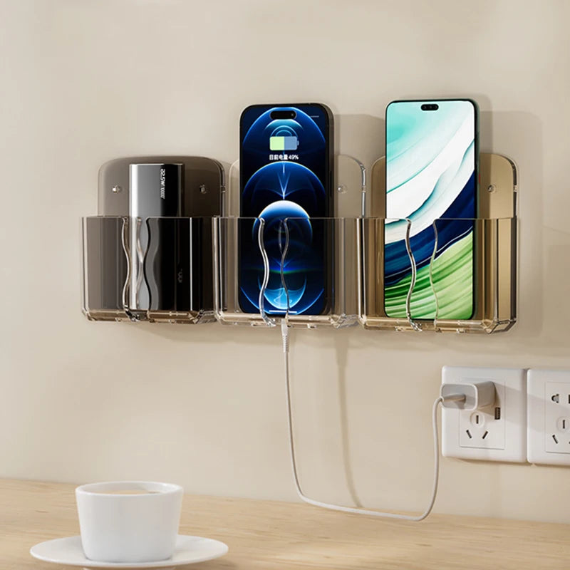 Wall Mount Phone Holder Storage Box Organizer with Charging Port Wall Storage Organizer Nixie