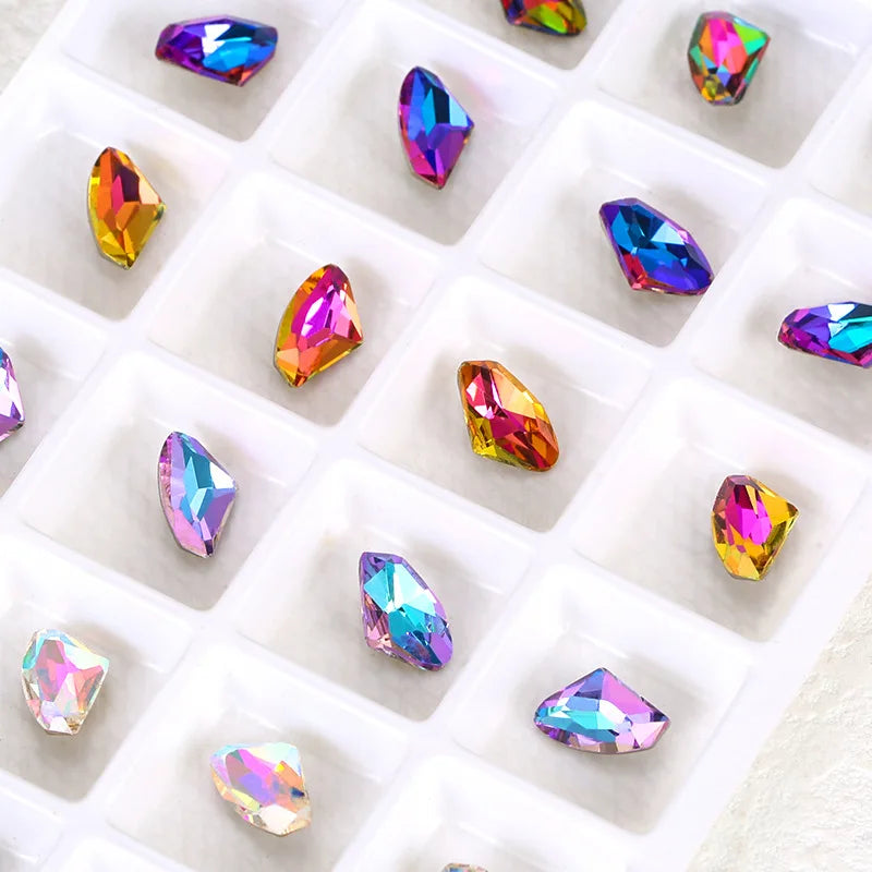 10Pcs 6x10mm Glass Crystal Nail Art Gems – Ax Shape Rhinestones Nail Art Gems Nixie