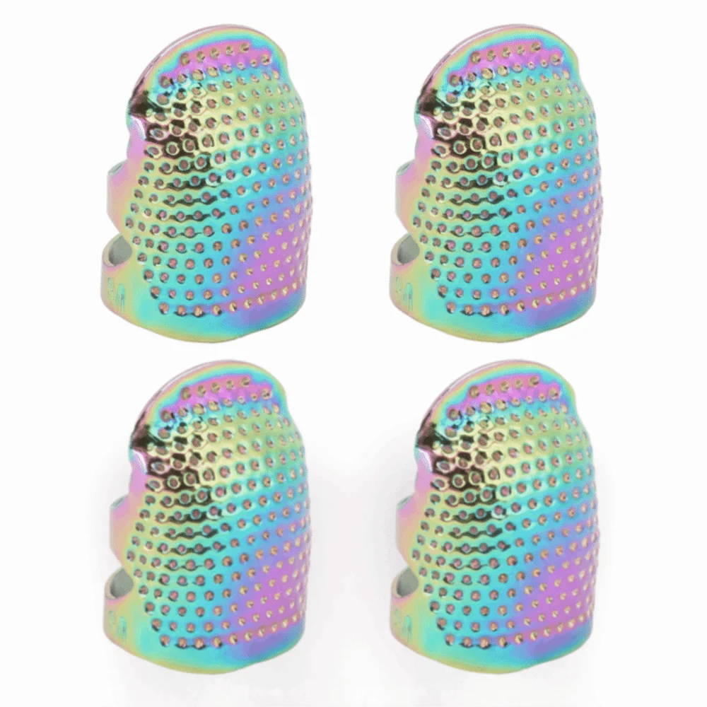 4Pcs Brass Sewing Thimbles – Non-Slip Colorful Finger Guards Set Sewing Thimble Set Nixie