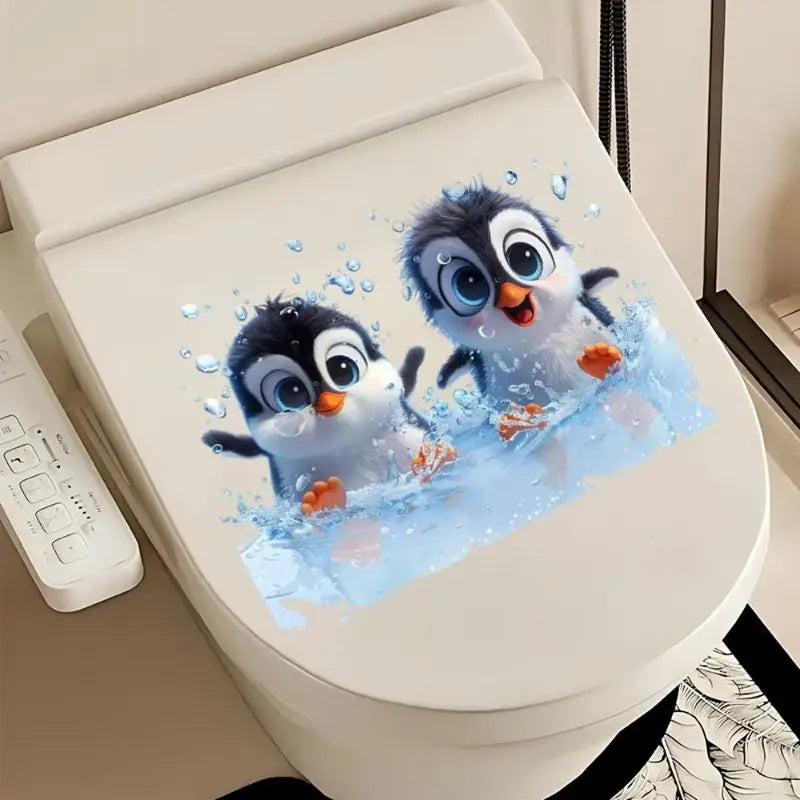 Penguin Toilet Lid Sticker – Waterproof Self-Adhesive PVC Decal Bathroom Decal Sticker Nixie