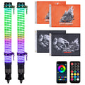 KEMIMOTO RGB COB Fat Whip Lights | UTV ATV Turn Signal IP67 LED Whip Lights Nixie 2FT
