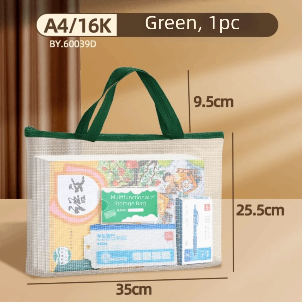 A3 Mesh PVC Zipper Project Bag – Waterproof Art Storage Document Storage Bag Nixie