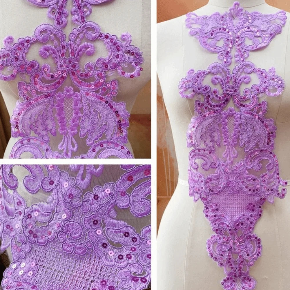 Large Sequin Embroidery Flower Patch – Dance Costume Appliqué Embroidery Appliqué Patch Nixie