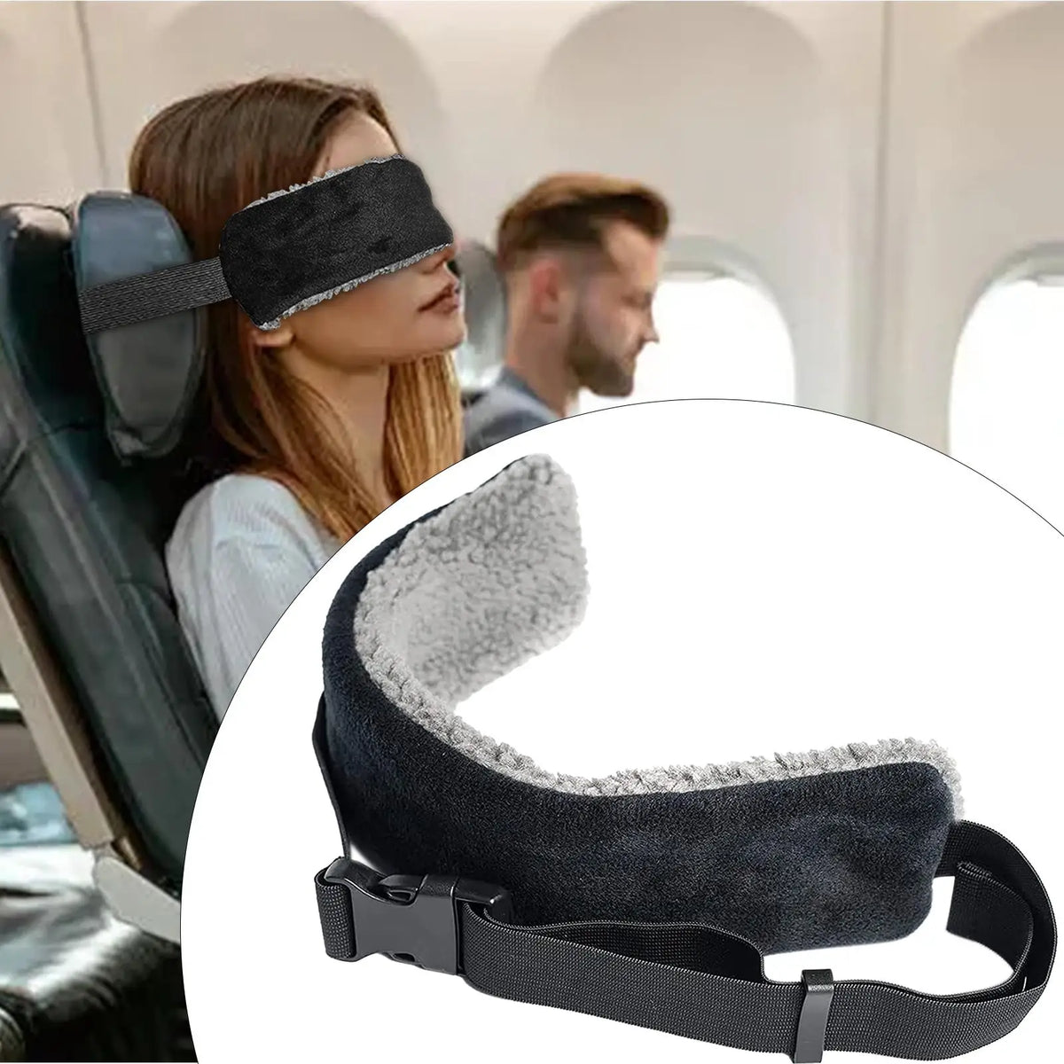 Adjustable Travel Head Support Strap – Airplane & Car Neck Support