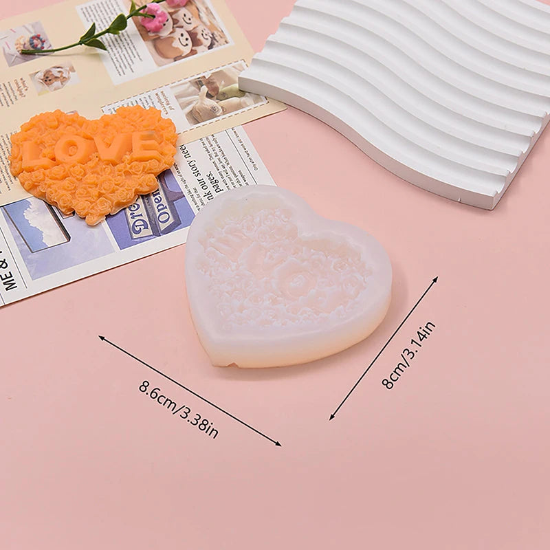 Rose Heart Silicone Mold – Candle, Soap, Chocolate & Resin DIY
