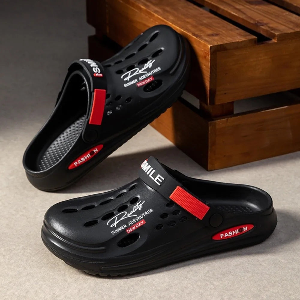 Men's EVA Slides – Non-Slip Breathable Platform Sandals Men's Slide Sandals Nixie Black- 40-41