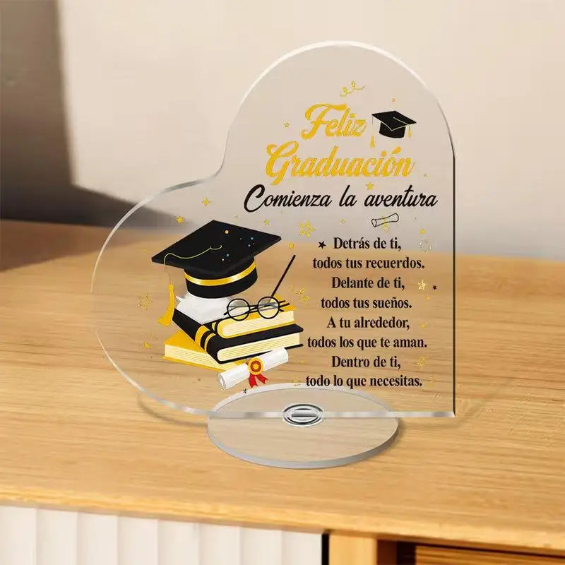 Acrylic Heart Graduation Rotating Desktop Ornament | Party Decor Desktop Ornament Nixie