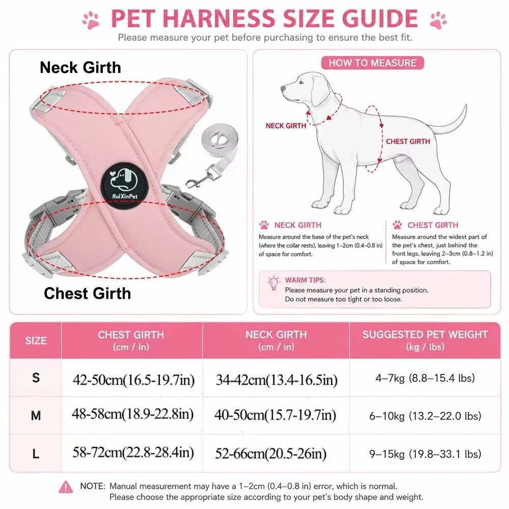 Reflective Dog Harness & Leash Set | Adjustable, Quick Release Dog Harness Set Nixie