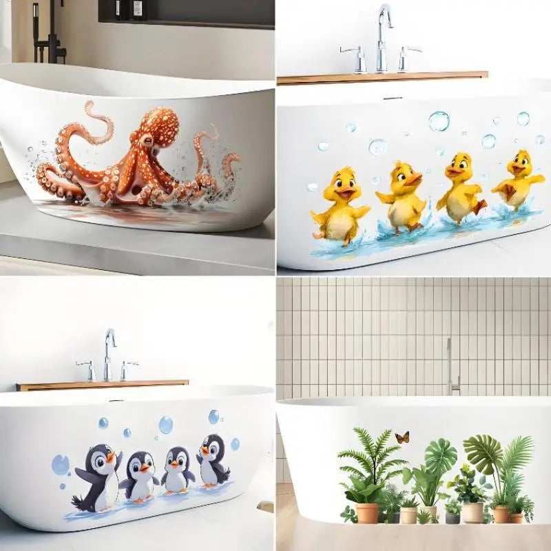 Octopus Bathtub Wall Sticker – Removable Self-Adhesive PVC Decal Wall Decal Sticker Nixie